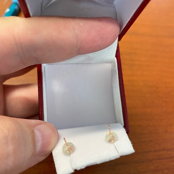 10kt Rose Gold Swarovski Flower Earrings - Picture 3 of 3